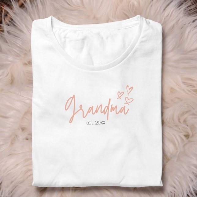 T-shirt Grand-mère aux Coeurs roses Année de création T-sh (Pink Hearts Grandma Established Year T-Shirt
)