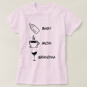 T-shirt Grand-mère Baby Nom de la Personnaliser Boissons D