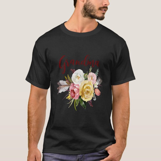 T-shirt Grand-mère Boho Flèche Rustique Bouquet Grandma G (Devant)