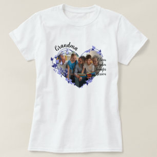 T-shirt Grand-mère coeur de fleur avec petits-enfants Nom 