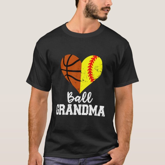 T-shirt Grand-mère de balle drôle softball de basket-ball  (Devant)