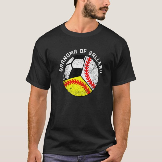 T-shirt Grand-Mère De Ballers Baseball Softball Soccer Gra (Devant)