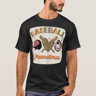 T-shirt Grand-mère de baseball Leopard Love Grand-mère Mot