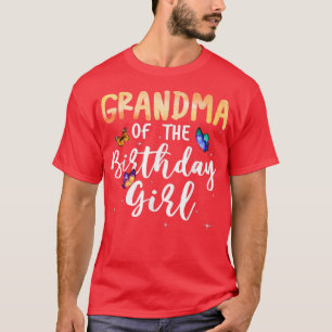 T-shirt Grand-Mère De Fille Anniversaire Papillon Thème Fa
