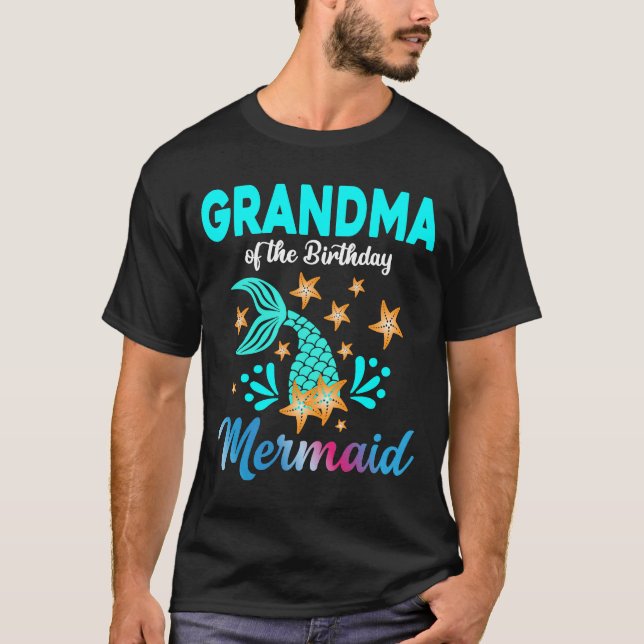 T-shirt Grand-Mère De La Famille De Sirène D'Anniversaire (Devant)