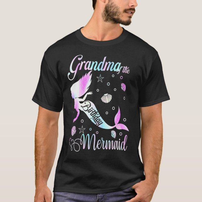 T-shirt Grand-Mère De La Fête Fille Sirène Anniversaire Fa (Devant)
