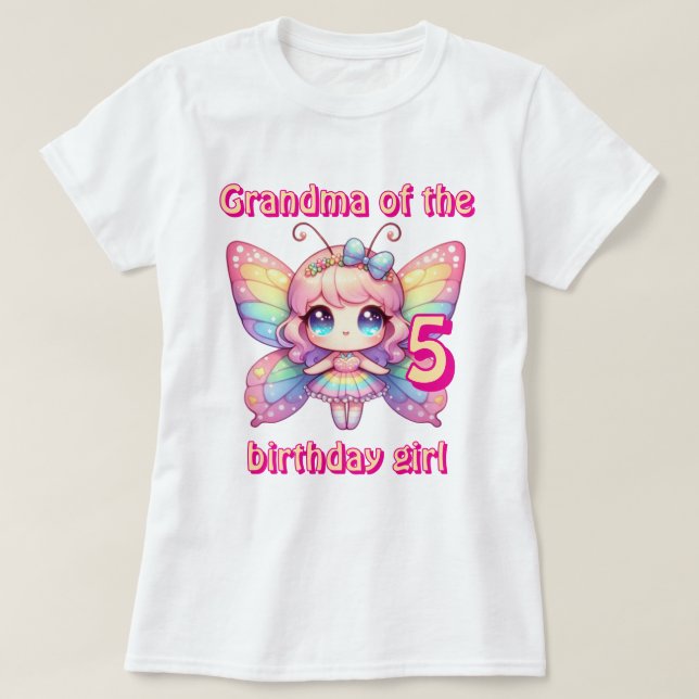 T-shirt Grand-mère de la fille d'anniversaire (Design devant)