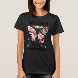 T-shirt Grand-mère de la fille d'anniversaire Papillon Fle