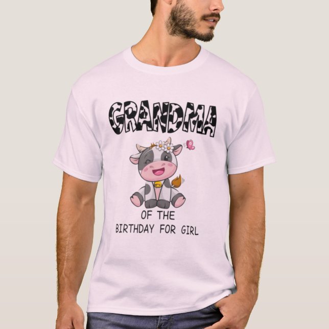T-shirt grand-mère de la fille d'anniversaire vach (Devant)