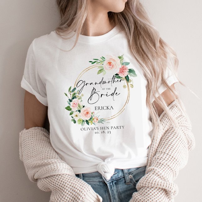 T-shirt Grand-Mère De La Mariée En Fleurs Rougies (Créateur téléchargé)