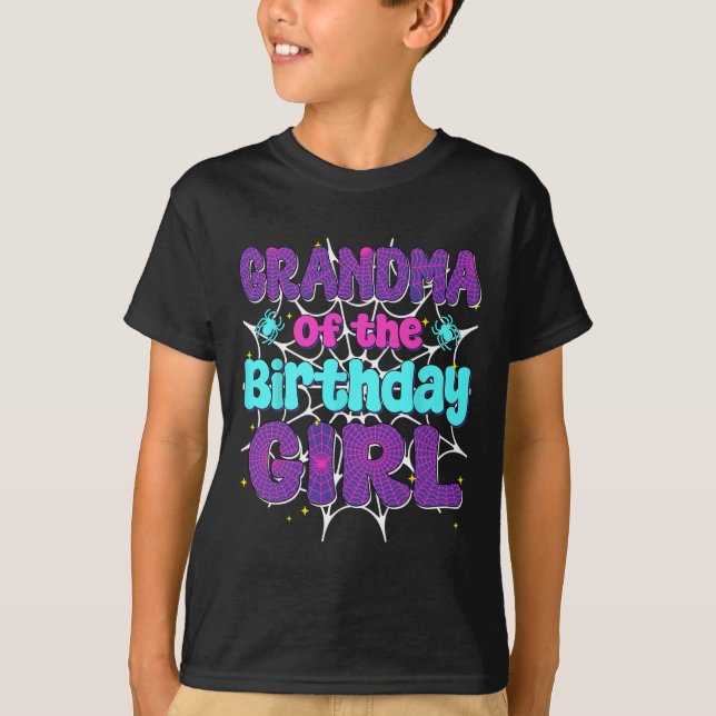 T-shirt Grand-Mère De L'Anniversaire Fille Araignée Web Fa (Devant)
