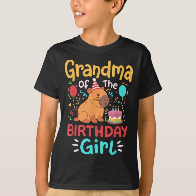 T-shirt Grand-Mère De L'Anniversaire Fille Capybara Famill (Devant)