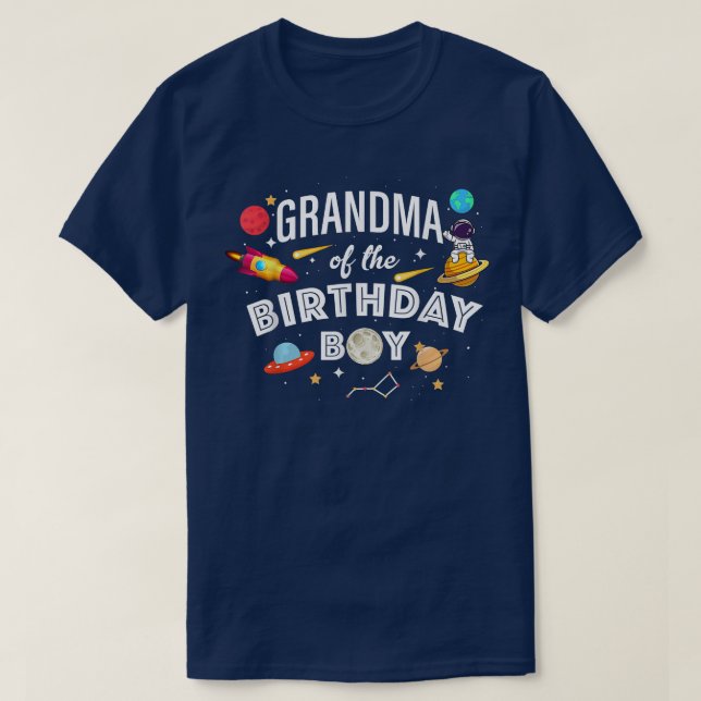 T-shirt Grand-Mère De L'Anniversaire Garçon Astronaut Thèm (Design devant)