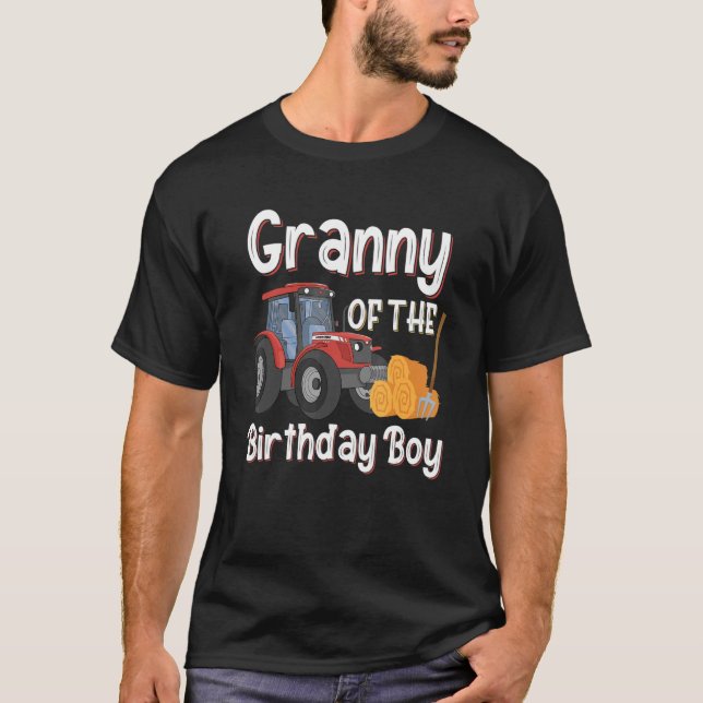 T-shirt Grand-Mère De L'Anniversaire Garçon Ferme Tracteur (Devant)