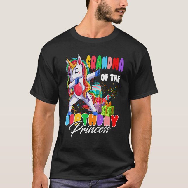 T-shirt Grand-Mère De L'Anniversaire Princesse Dabbing Uni (Devant)
