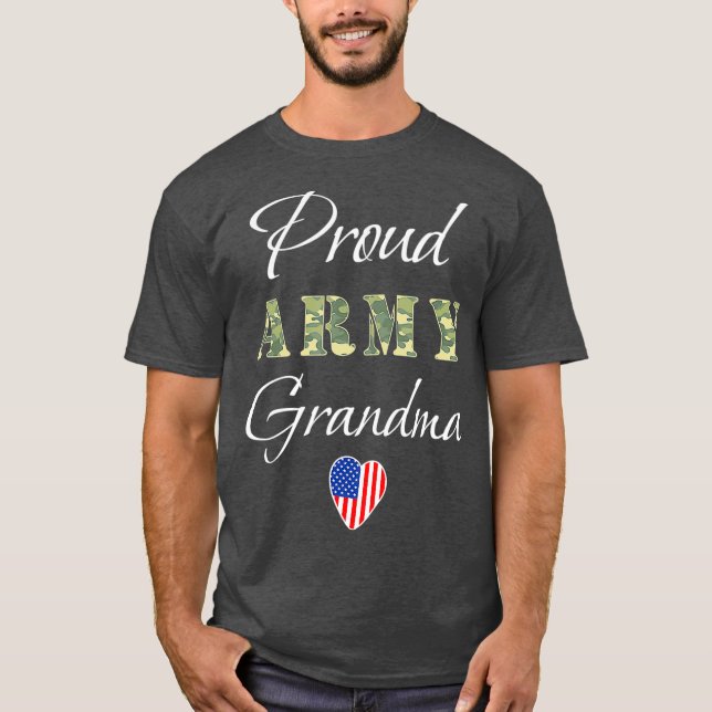 T-shirt Grand-mère de l'Armée Grand-fils Soldat Pour Fière (Devant)