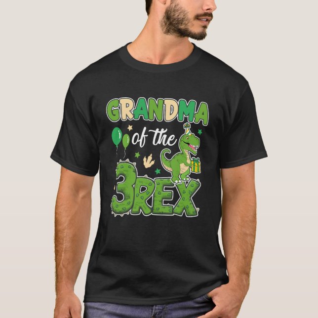 T-shirt Grand-Mère Des Trois Rex Anniversaire Famille Dino (Devant)