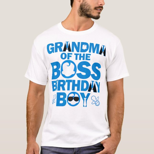 T-shirt Grand-Mère Du Patron Anniversaire Garçon Bébé Fami (Devant)