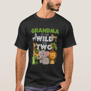 T-shirt Grand-Mère Du Sauvage Deux Zoo Anniversaire Safari