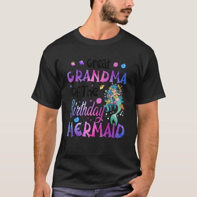 T-shirt Grand-Mère Du Thème De Sirène D'Anniversaire (Devant)