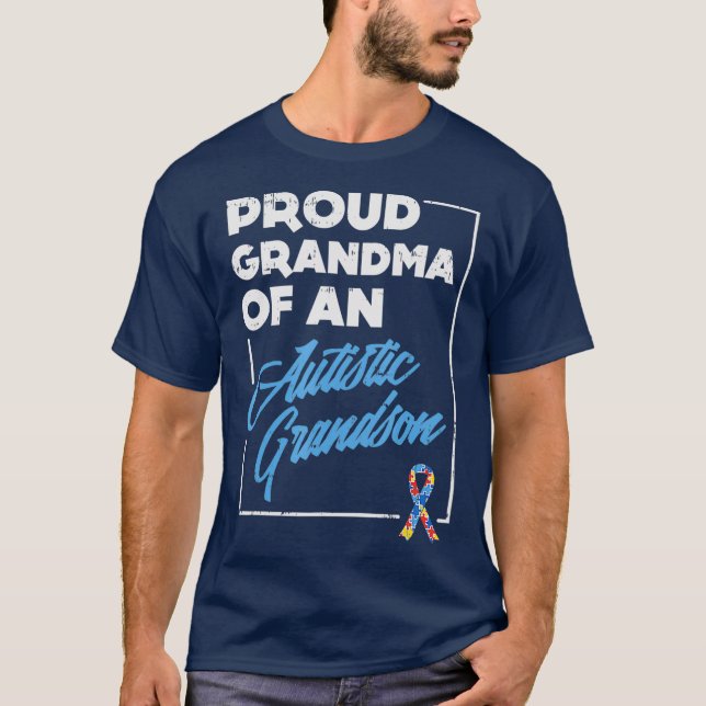 T-shirt Grand-Mère Fière D'Un Grand-Mère Autiste Autisme (Devant)