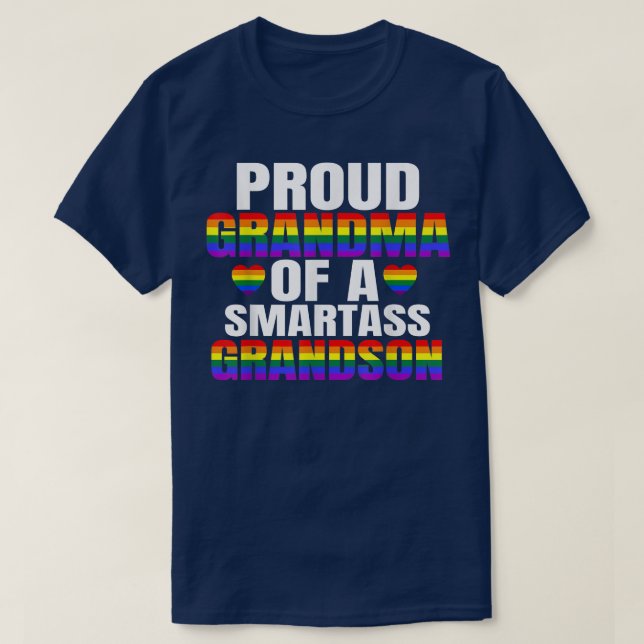 T-shirt Grand-Mère Fière D'Une Fille Gay Son Smartass Gay  (Design devant)