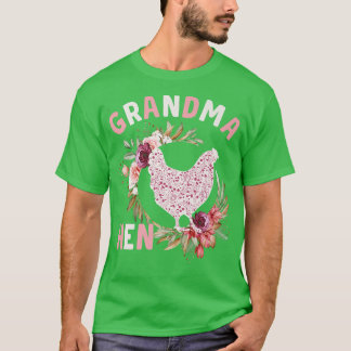 T-shirt Grand-mère florale Hen Funny Nana Chicken Farmer &