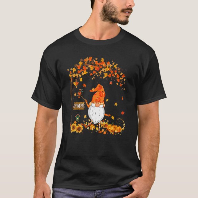 T-shirt Grand-mère Gnome Citrouille d'automne Maple Leaf A (Devant)