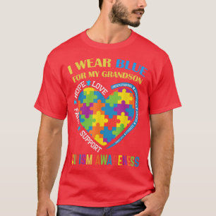 T-shirt Grand-mère Grand-père I Wear Blue For My Grandson