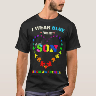 T-shirt Grand-mère Grand-père I Wear Blue For My Grandson