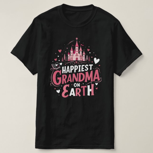T-shirt Grand-mère la plus heureuse, meilleure grand-mère  (Design devant)