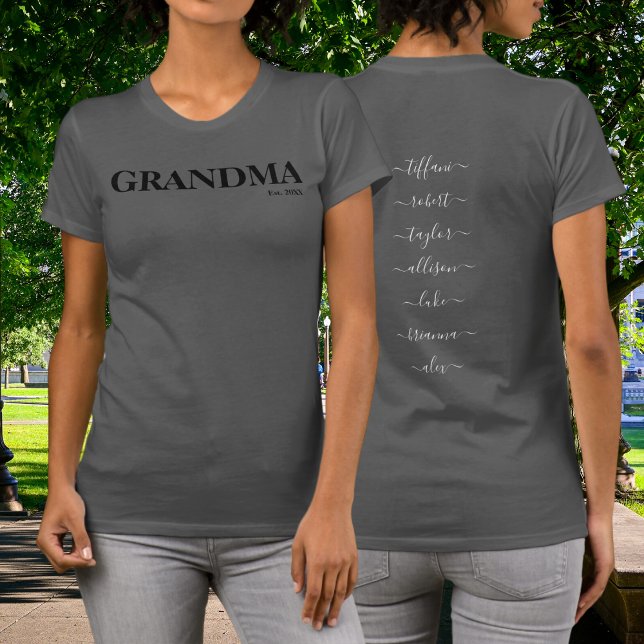 T-shirt Grand-mère mignonne avec des noms d'enfants Année  (Créateur téléchargé)