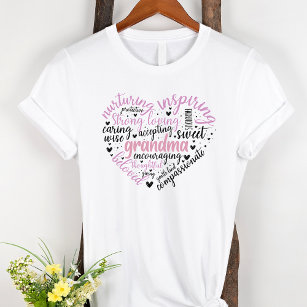 T-shirt Grand-mère Mot Cloud Coeur rose