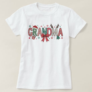 T-shirt Grand-mère Noël Coquette Bow Chemise de Noël