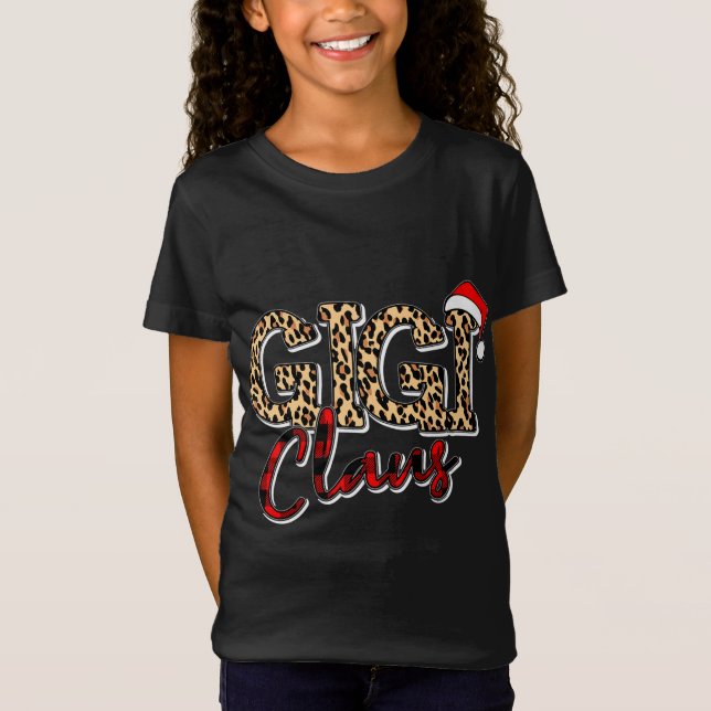 T-Shirt Grand-mère Noël Santa Hat Gigi Claus Leopard Buf (Devant)