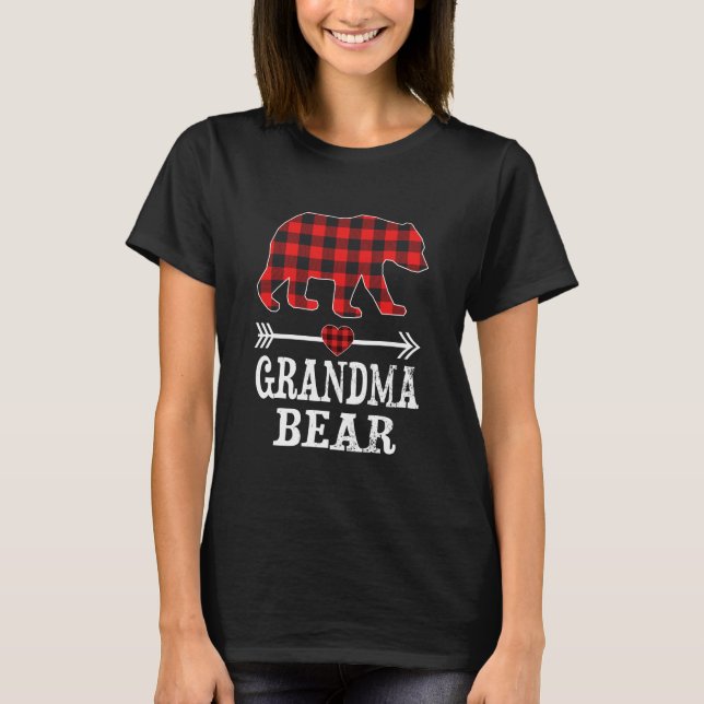 T-shirt Grand-mère Ours de Noël Pajambon Buffalo rouge à p (Devant)