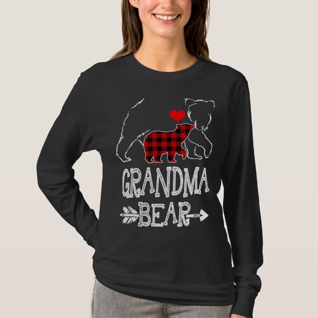 T-shirt Grand-mère Ours de Noël Pyjama Rouge Buffalo Rouge (Devant)