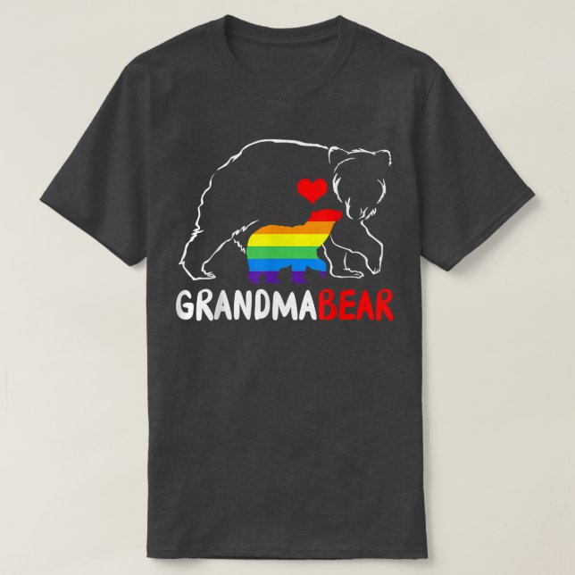 T-shirt Grand-mère ours Fière maman Mama arc-en-ciel LGBT  (Design devant)