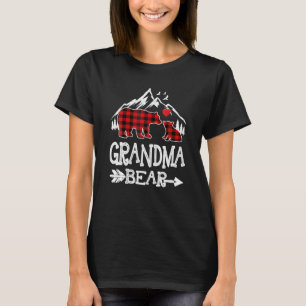 T-shirt Grand-mère Ours Pajama de Noël Buffle Rouge Plaid