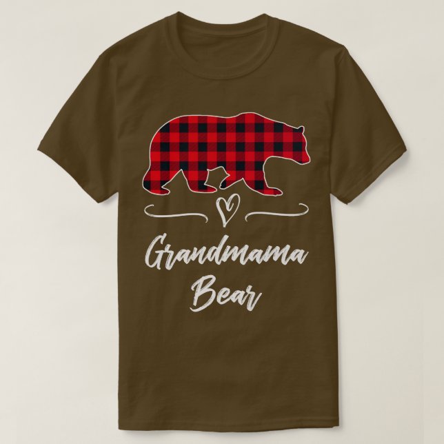 T-shirt Grand-mère Ours Rouge Buffalo Check Plaid Fun Gran (Design devant)