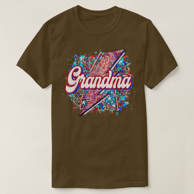 T-shirt Grand-mère rétro Amérique éclair léopard 4e o (Design devant)
