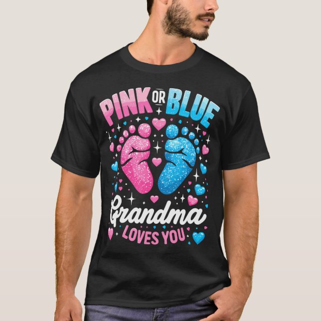 T-shirt Grand-mère révélatrice de genre rose ou bleu (Devant)