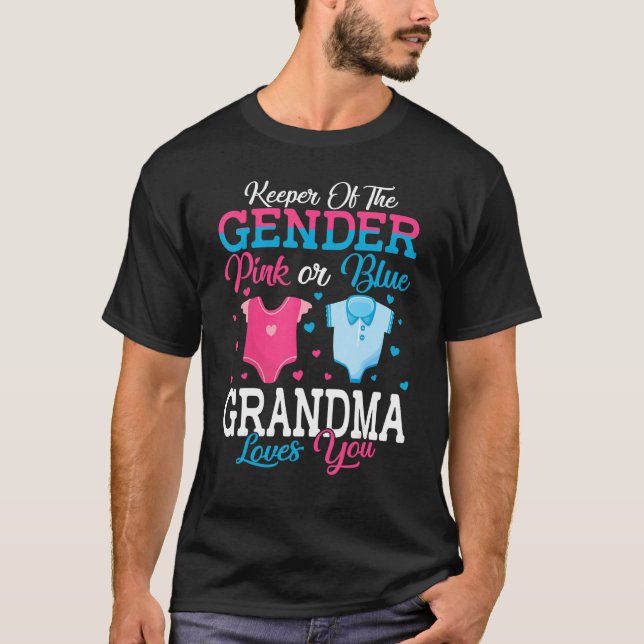 T-shirt Grand-Mère Rose Ou Bleu Gardienne De La Grand-Mère (Devant)