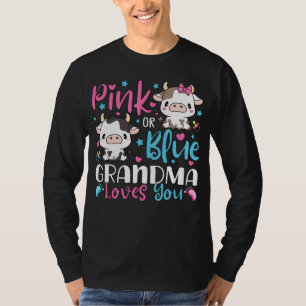 T-shirt Grand-Mère Rose Ou Bleu Vous Aime Cadeaux Vache Bé