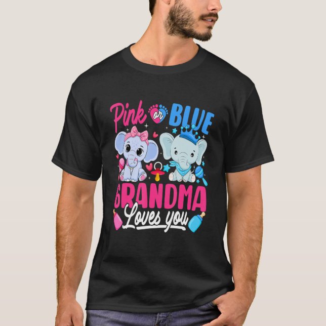 T-shirt Grand-Mère Rose Ou Bleu Vous Aime Genre Révéler El (Devant)