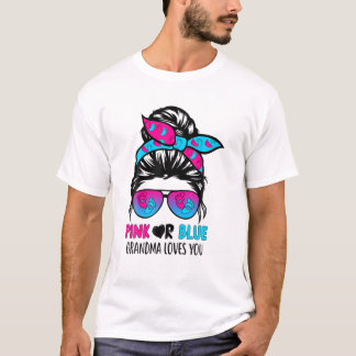 T-shirt Grand-Mère Rose Ou Bleu Vous Aime Messy Bun Gend D