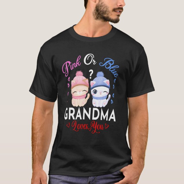 T-shirt Grand-Mère Rose Ou Bleu Vous Aime Révéler Le Sexe (Devant)