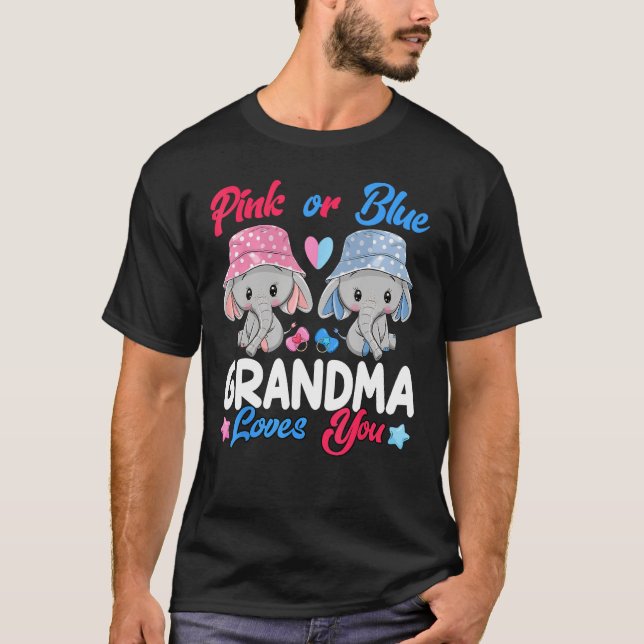 T-shirt Grand-Mère Rose Ou Bleue Vous Aime Eléphants Bébé  (Devant)