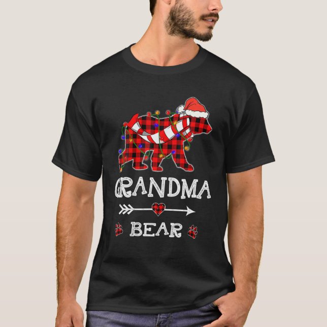 T-shirt Grand-mère rouge ours Noël Famille Père Noël (Devant)