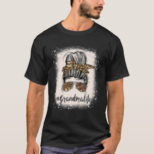 T-shirt Grand-mère vie Leopard Bleached Mothers Day Messy